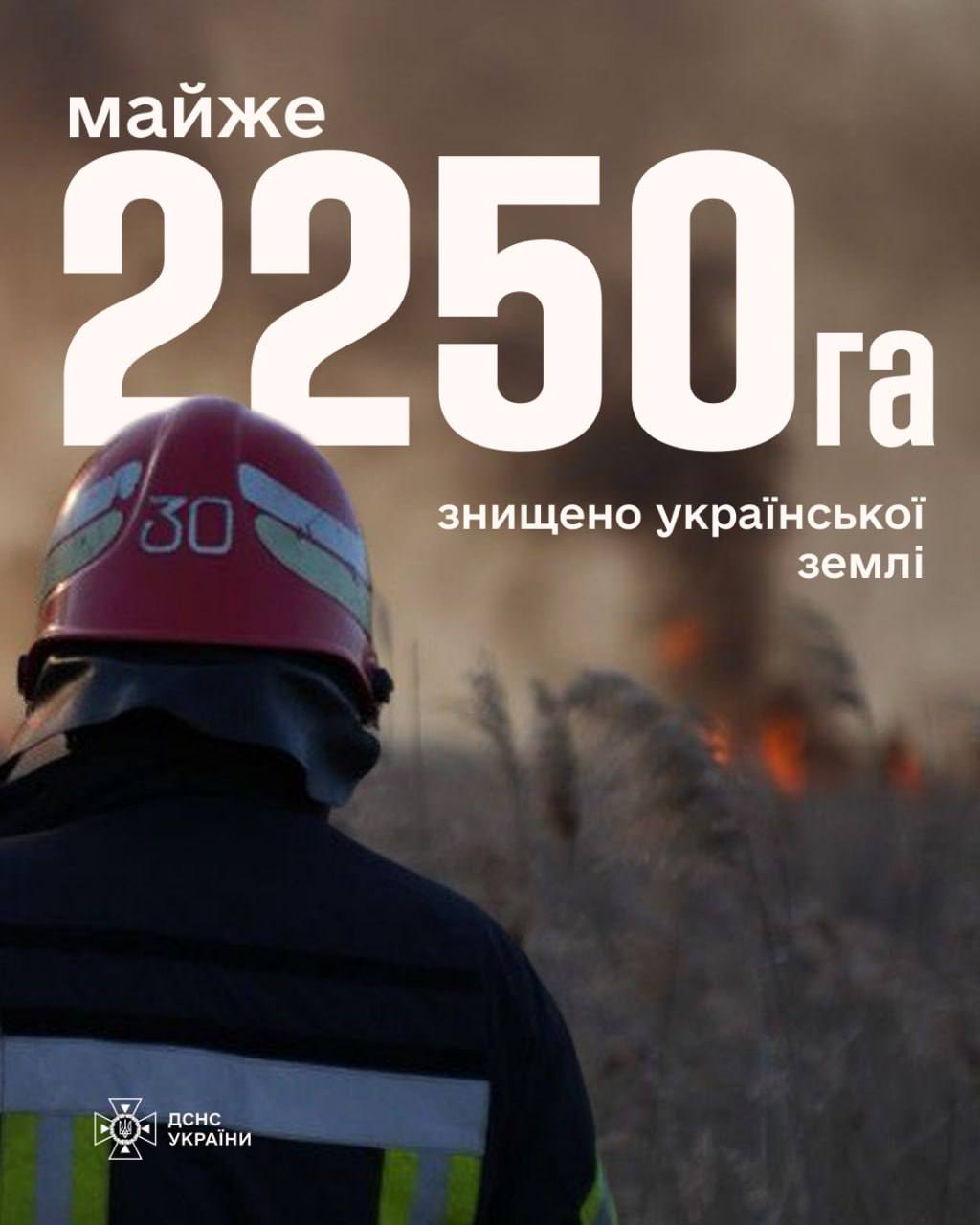 Майже 2250 га землі вигоріло через пожежі