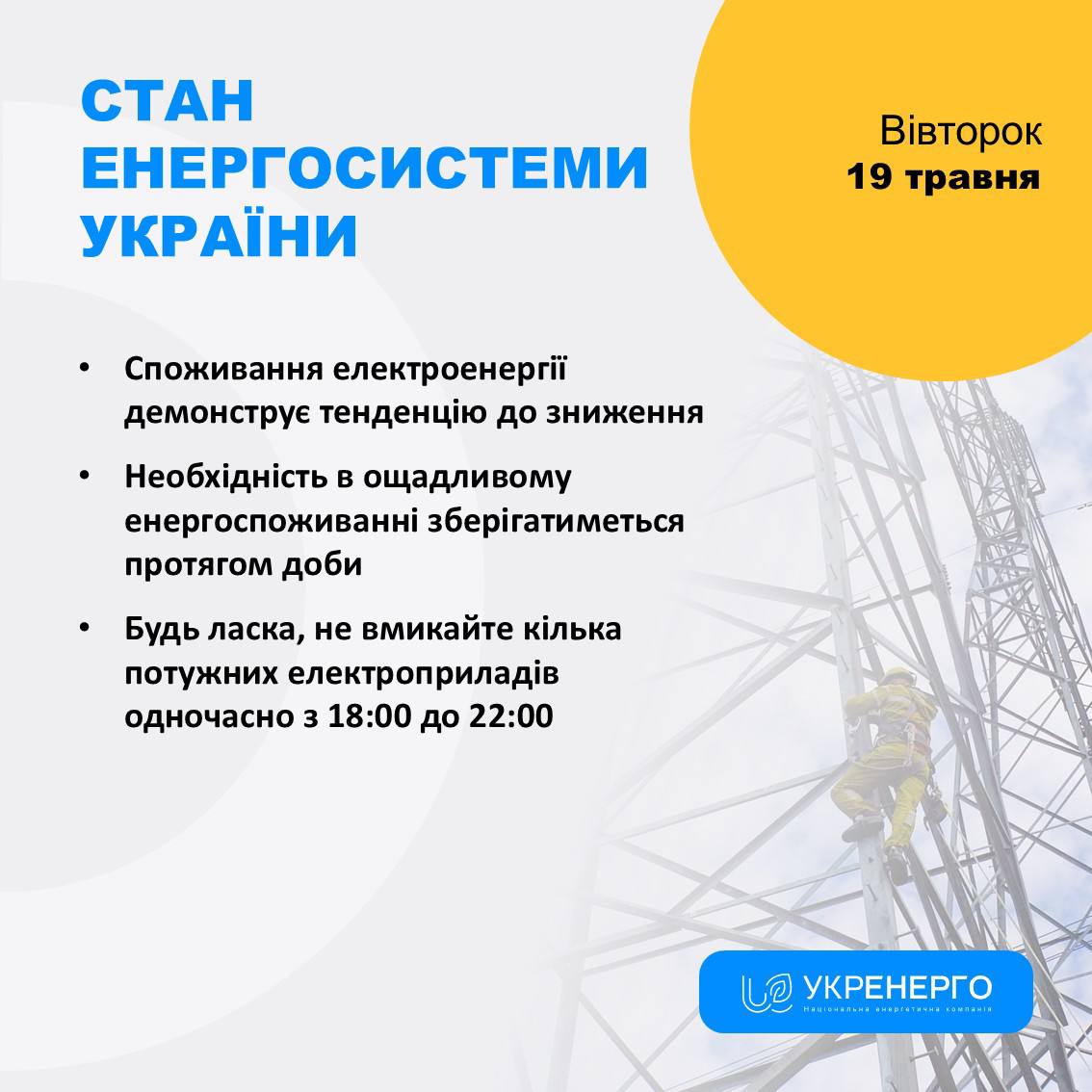 Стан енергосистеми: споживання знижується