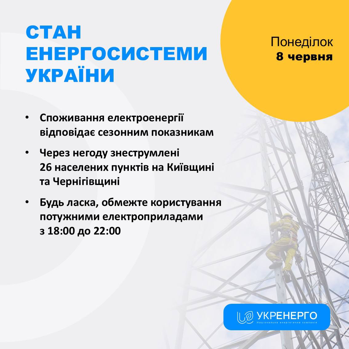 Обмеження електроприладів 18:00–22:00