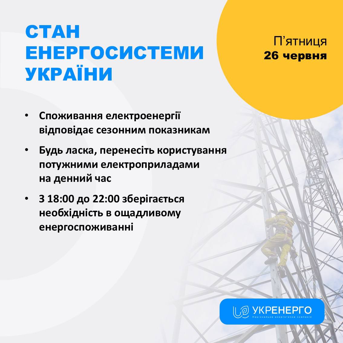 Стан енергосистеми та поради з енергоспоживання