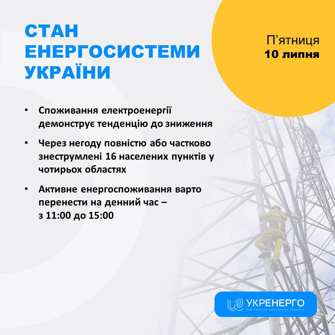 Стан енергосистеми: зниження споживання