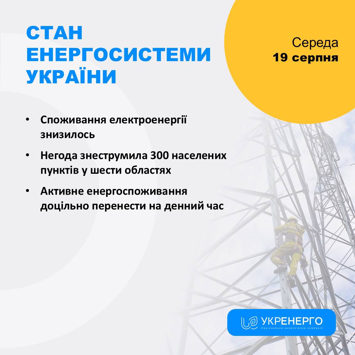 Зниження споживання та знеструмлення через негоду й обстріли