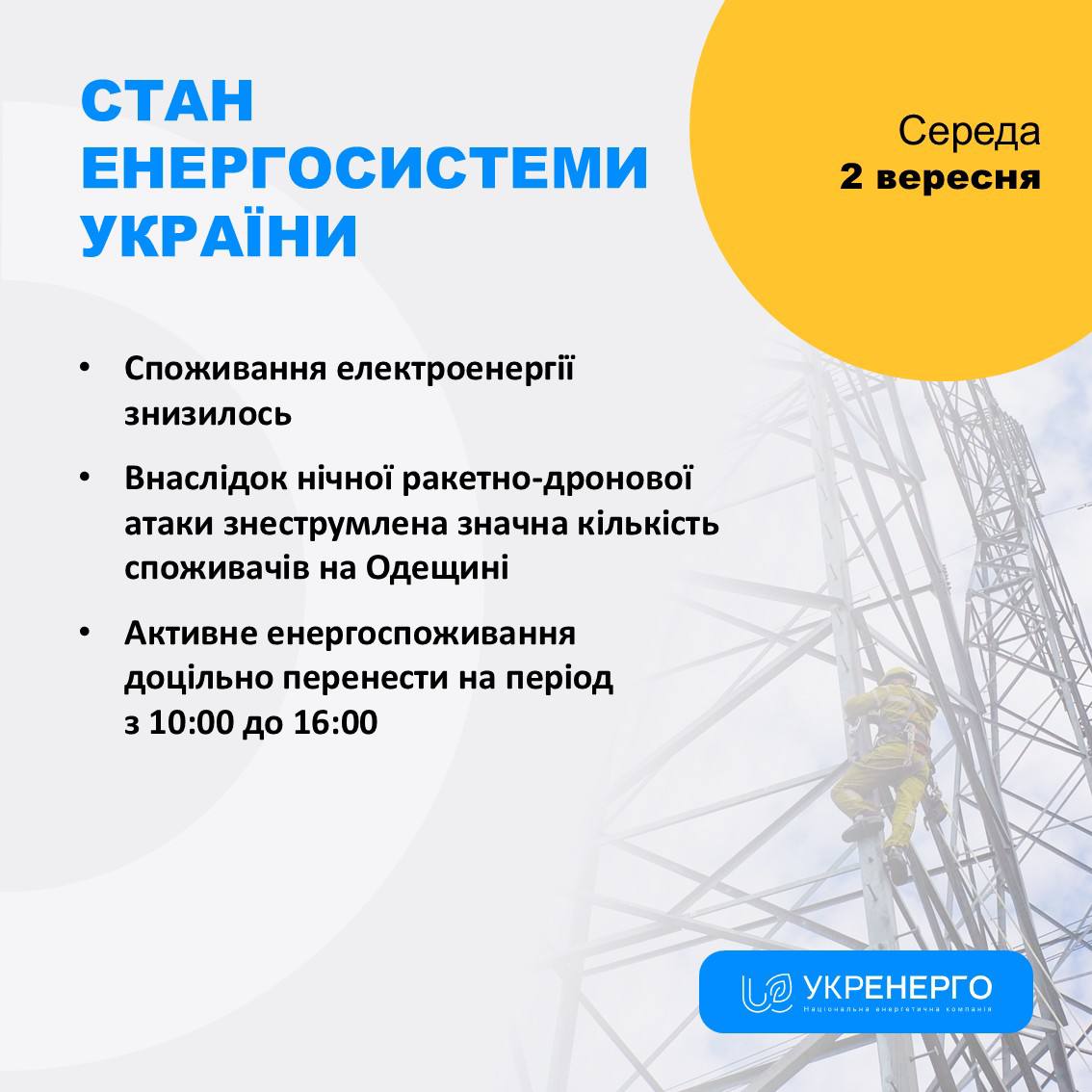 Енергосистема: споживання знизилось після нічної атаки