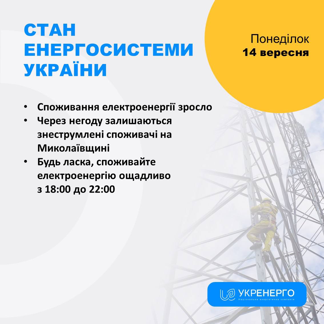 Зросло споживання: ощадливо 18:00–22:00